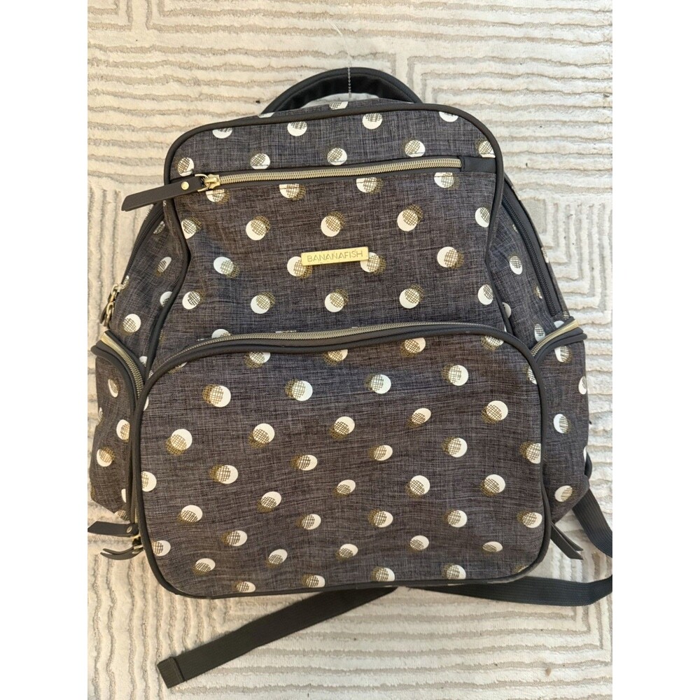 Banana Fish Studio Backpack Diaper Bag Gray Insulated Pockets Adjustable Straps